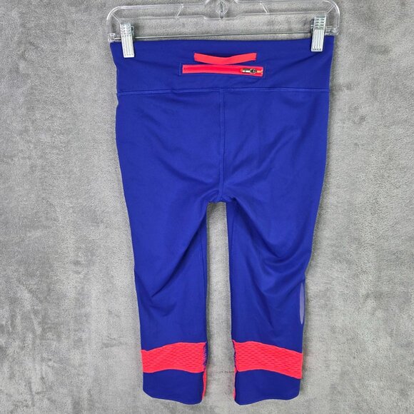 Womens Under Armour Capri Blue & Pink Leggings Activewear Polyester Stretch S - Picture 4 of 8